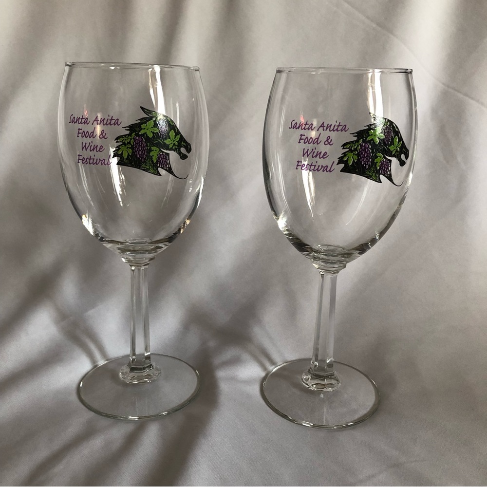 2 Santa Anita Food & Wine Festival Glasses